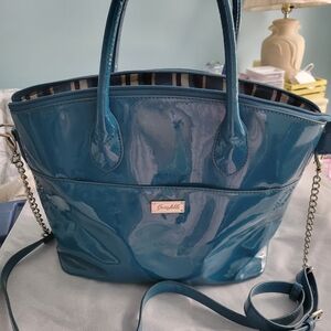 Grace Adele Faux Patient Leather Teal Tote